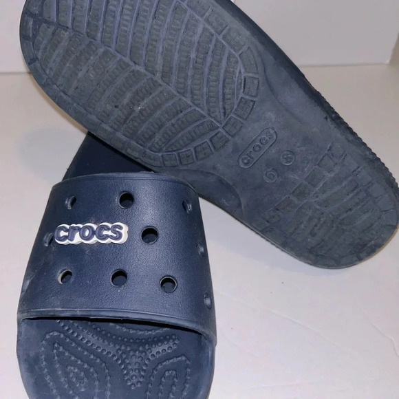 Crocs Unisex Classic Slide Sandals, Navy Size 8 - Picture 2 of 2